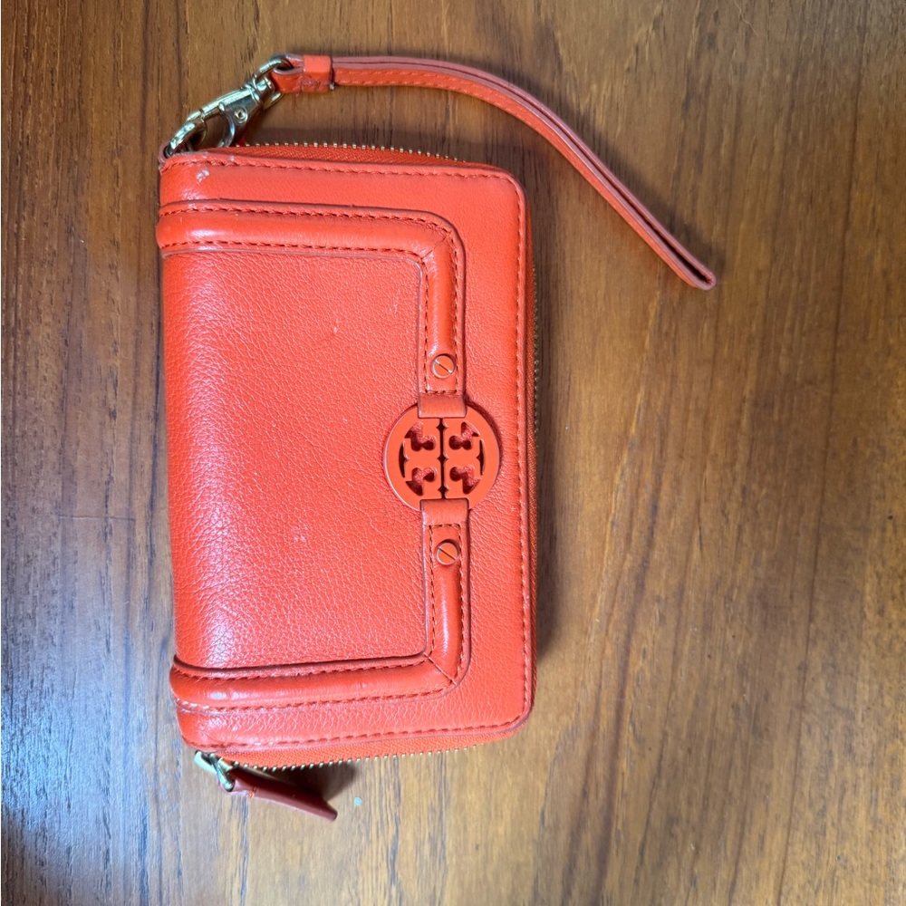 Tory Burch Orange Leather Wristlet